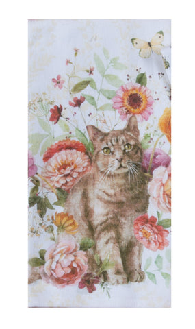 Botanical Sketchbook Garden Cat Dual Purpose Tea Towel