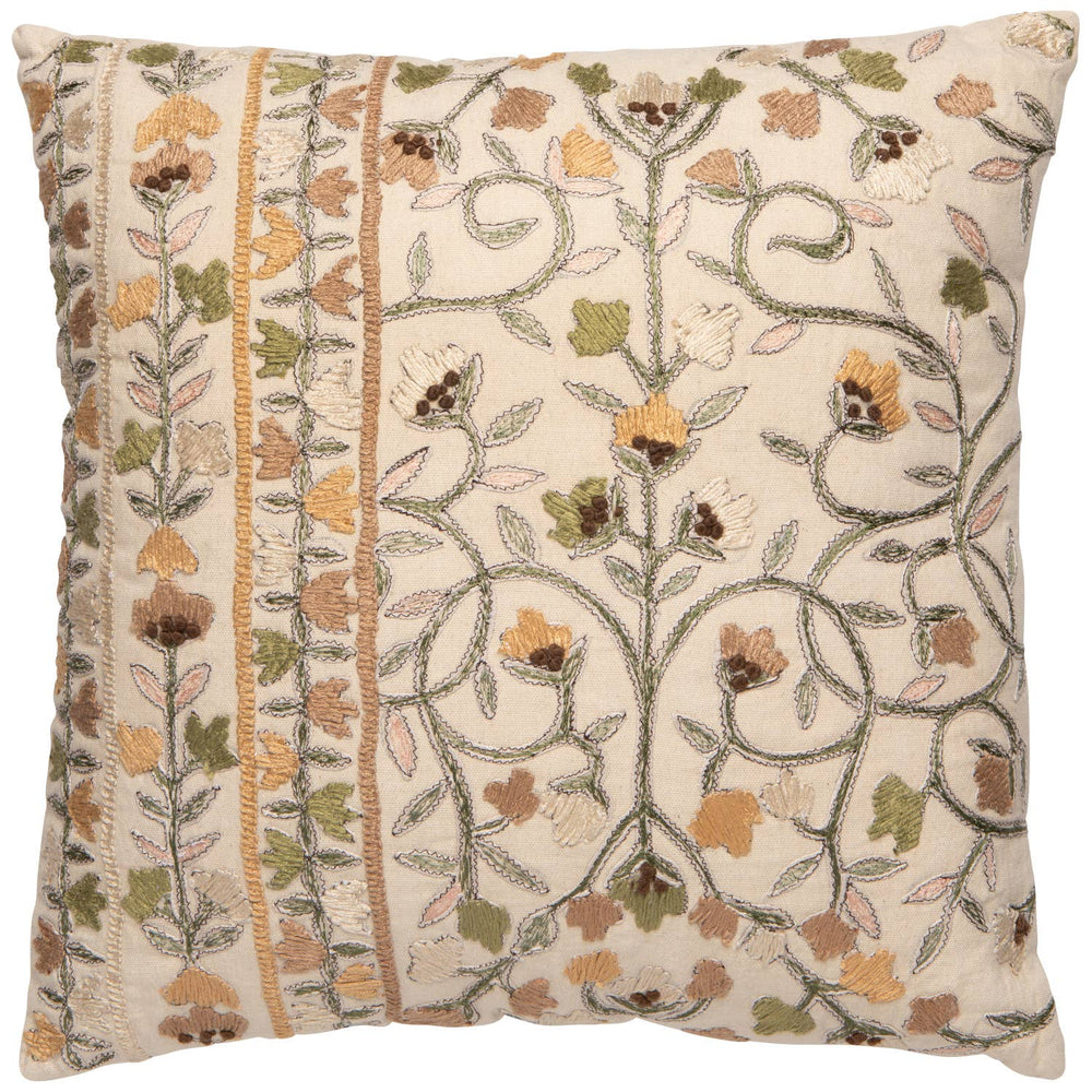 Heirloom Bloom Embroidered Pillow 18 x 18 inch