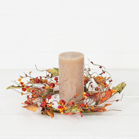 Fall Mix Mini Pumpkin & Leaves Candle Ring