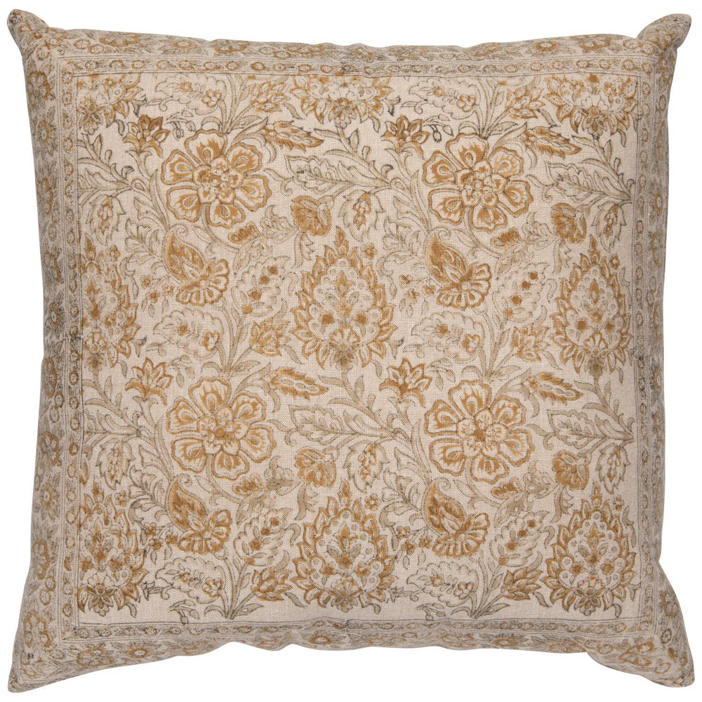Heirloom Celosia Block Print Pillow 18 x 18 inch