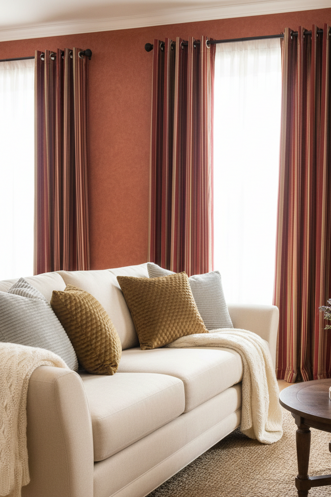 Silky Stripe Drapery Pair