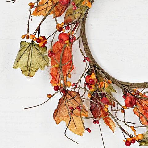 Fall Mix Mini Pumpkin & Leaves Candle Ring