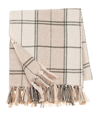 Green Plaid Woven Throw