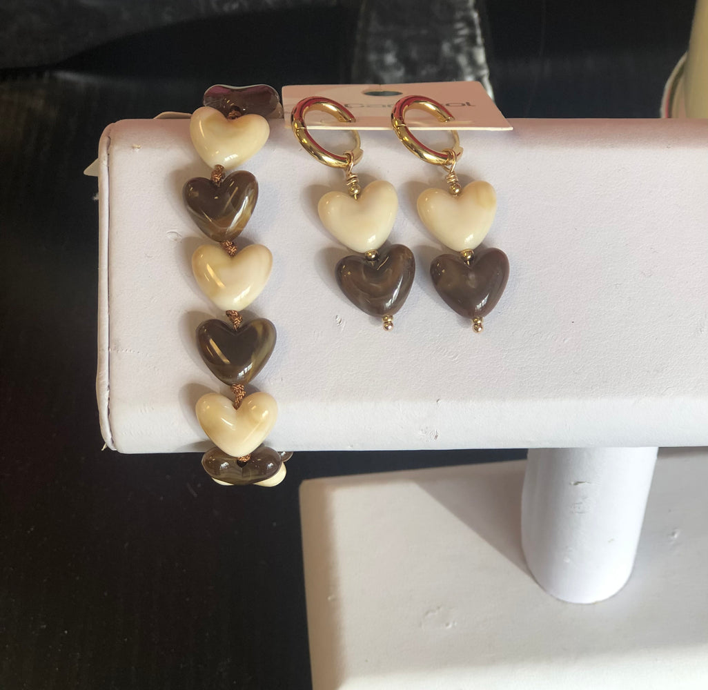 Two Tone Heart Earrings or Bracelet