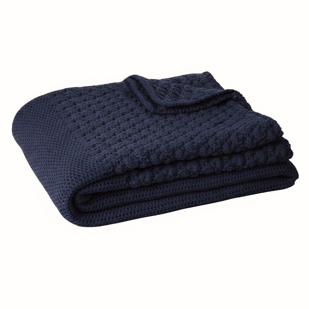 Basket Knit Throw Blue