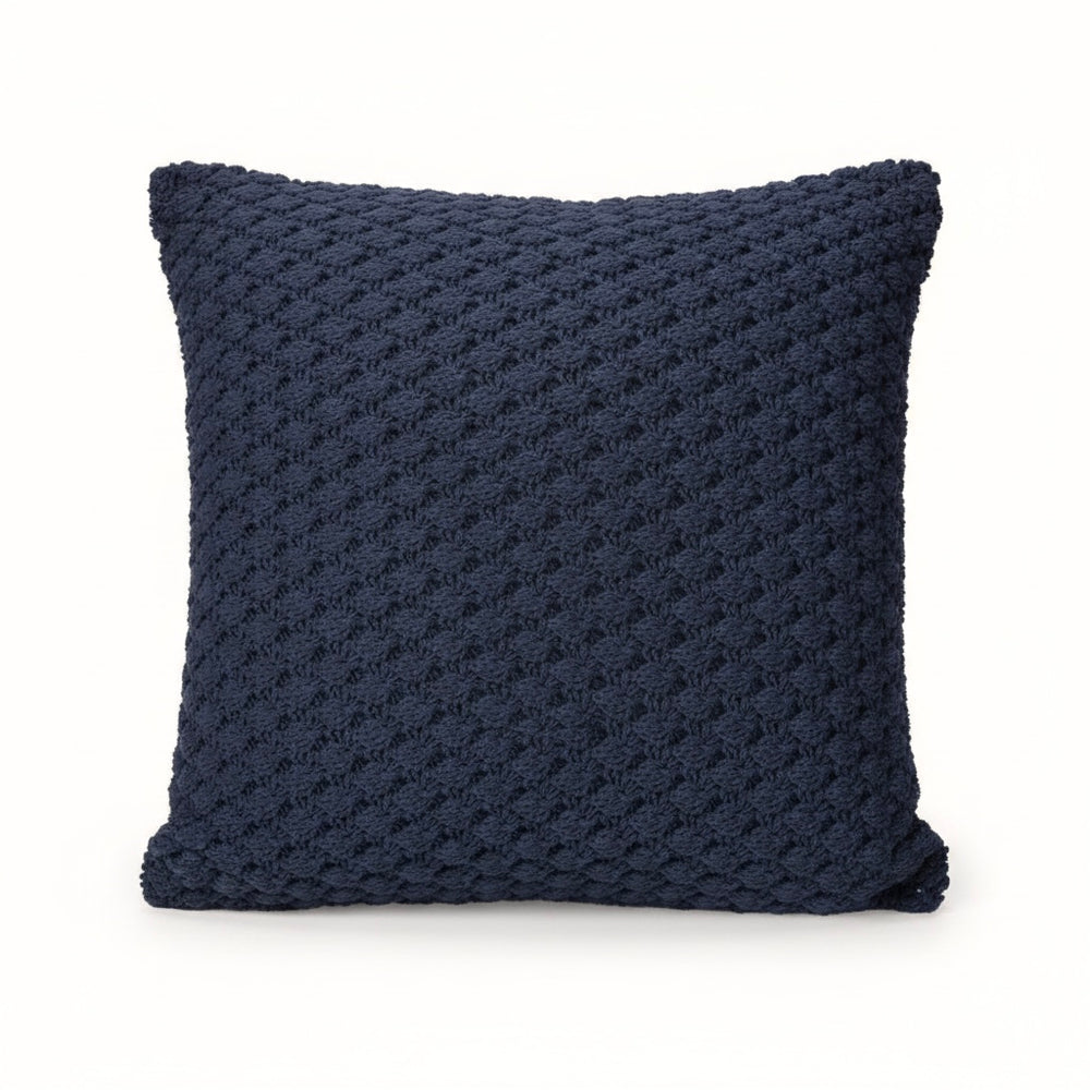 Basket Knit Cushion Blue
