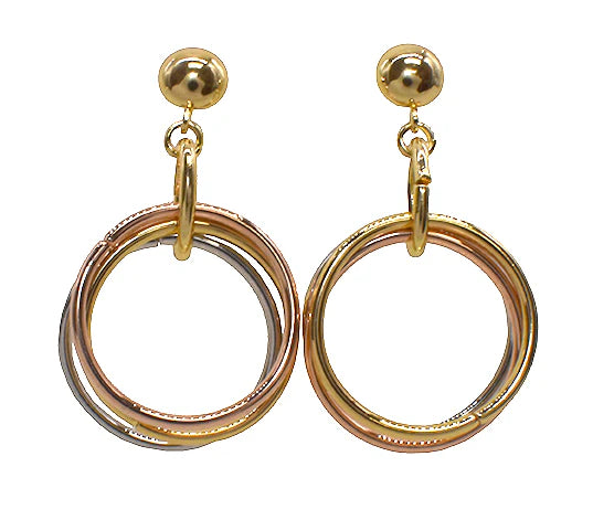 Tri Colour Circle Earrings