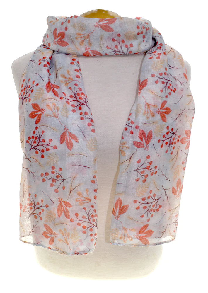 Orange Leaf Floral Scarf