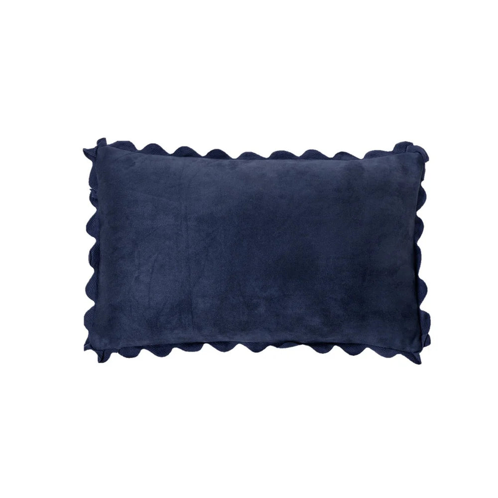 Ivory Suede Pillow - Navy