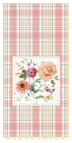 Botanical Sketchbook Floral Plaid Teatowel