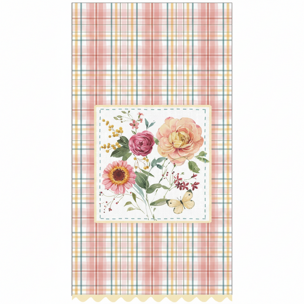 Botanical Sketchbook Floral Plaid Teatowel