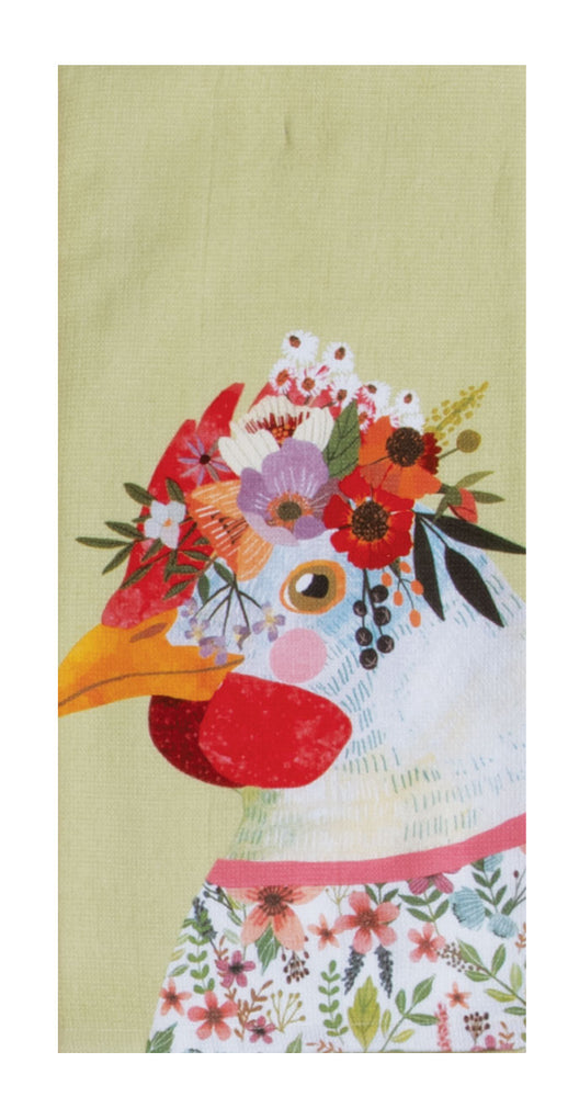 Flowers Everywhere Tea Towel Chicken