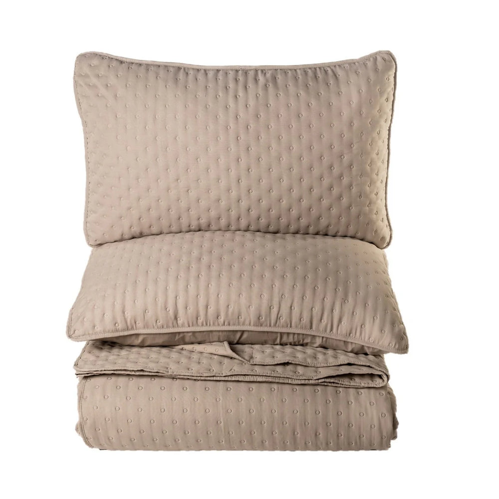 Polka Quilt Set Taupe