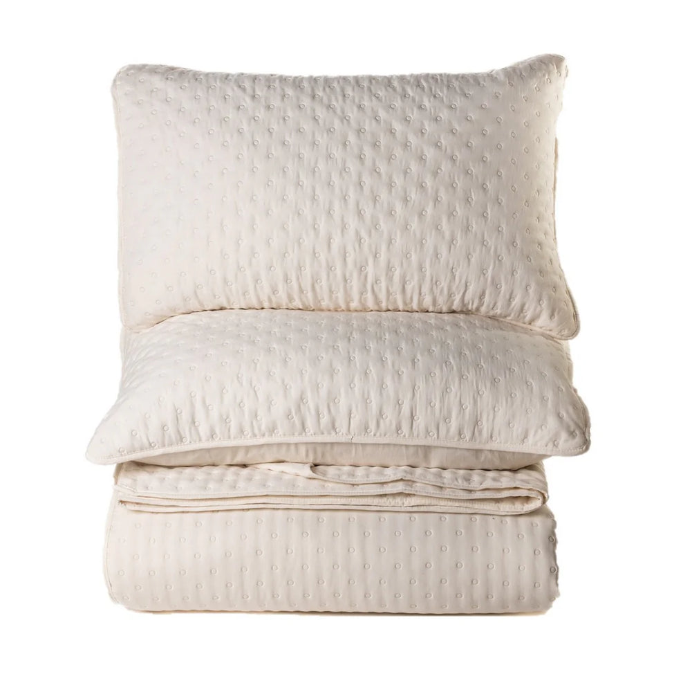 Polka Quilt Set Cream