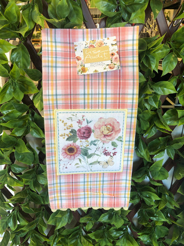 Botanical Sketchbook Floral Plaid Teatowel