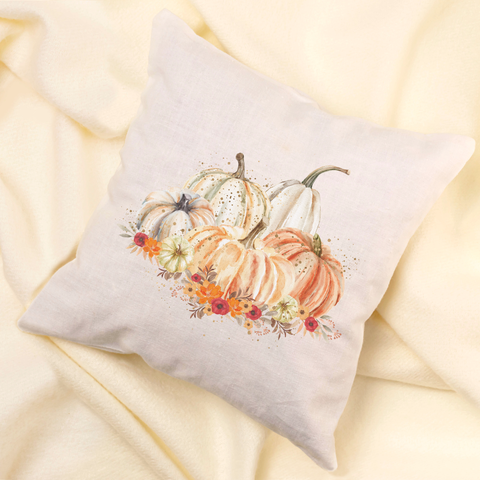 Pumpkins and Flowers Pillow Cover
