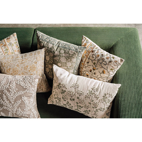 Heirloom Celosia Block Print Pillow 18 x 18 inch