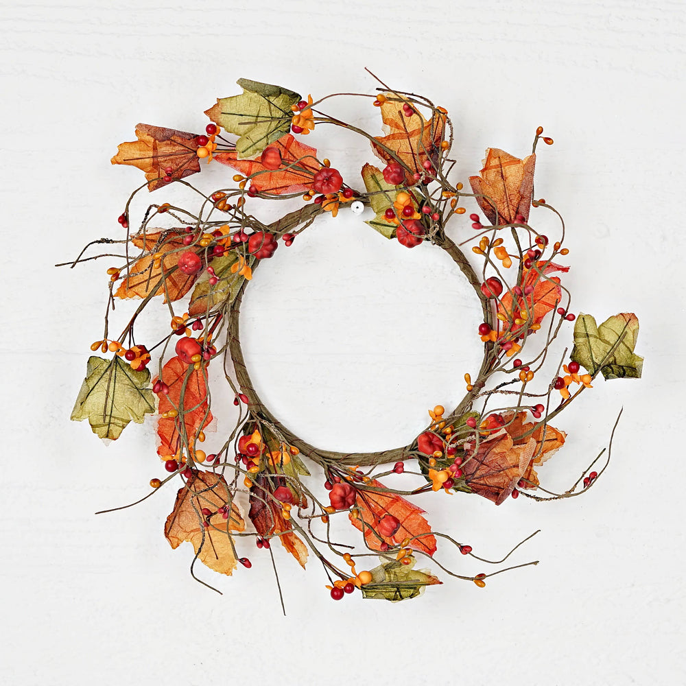 Fall Mix Mini Pumpkin & Leaves Candle Ring