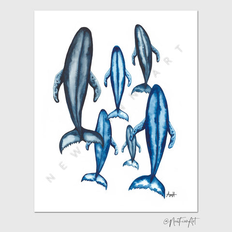 Whale Pod Art Prints by New Finn Art