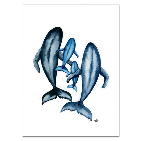 Whale Pod Art Prints by New Finn Art