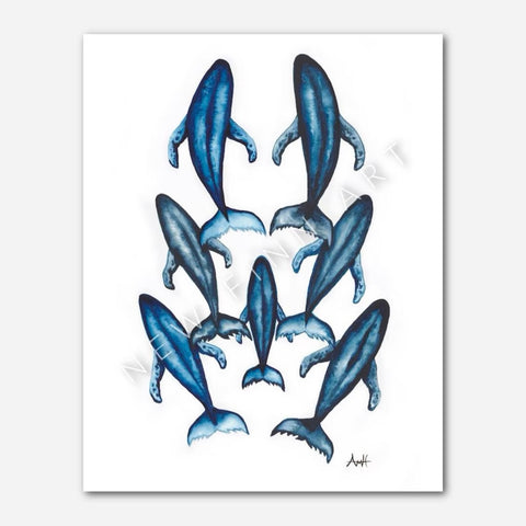Whale Pod Art Prints by New Finn Art