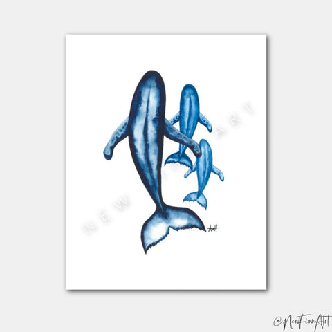 Whale Pod Art Prints by New Finn Art