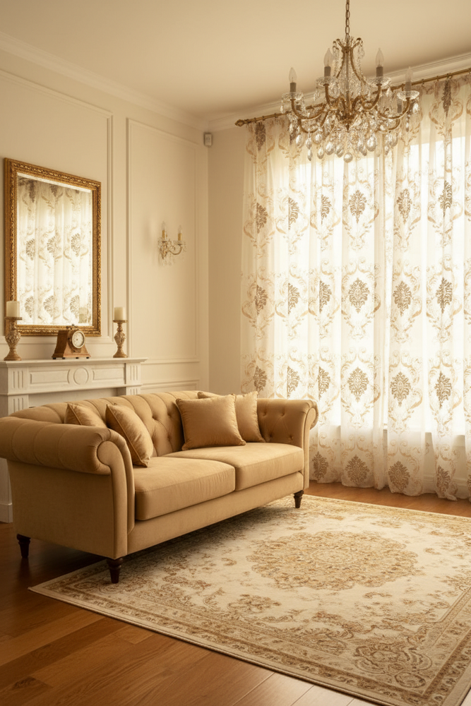 Damask Gold Sheers Pair