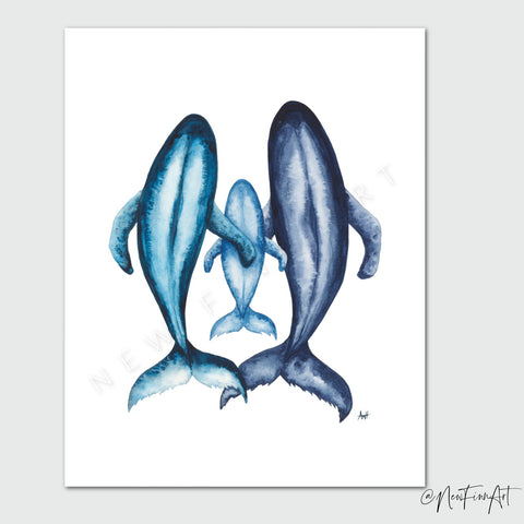 Whale Pod Art Prints by New Finn Art