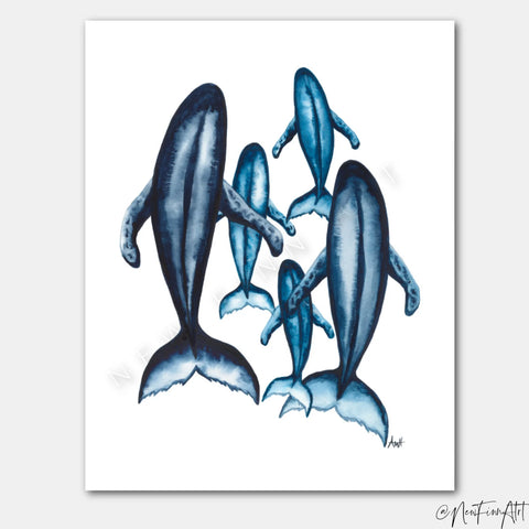 Whale Pod Art Prints by New Finn Art