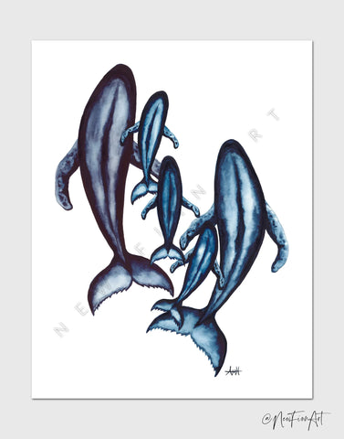 Whale Pod Art Prints by New Finn Art