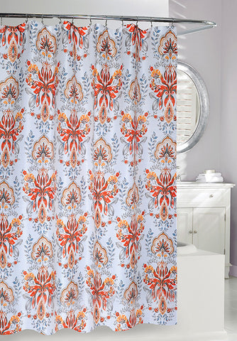 Leaf Motif Fabric Shower Curtain