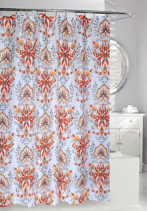 Leaf Motif Fabric Shower Curtain