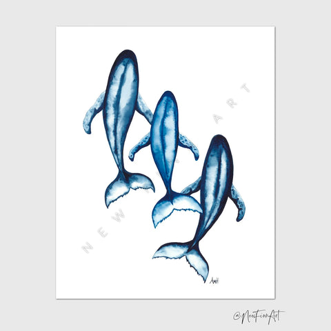 Whale Pod Art Prints by New Finn Art