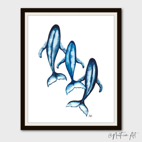 Whale Pod Art Prints by New Finn Art