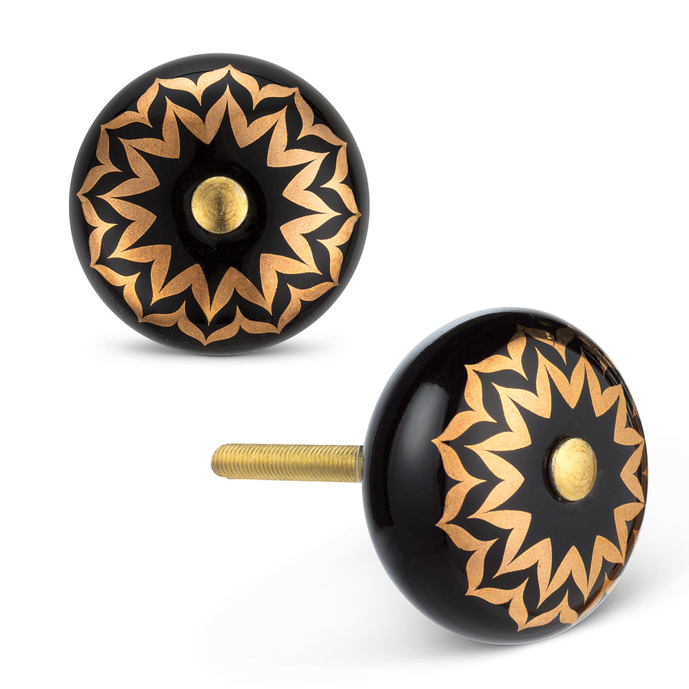 Black Gold Flower Knob